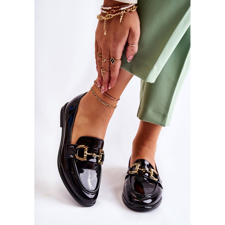 WS1 Women's Lacquered Black Coriso Moccasins 2