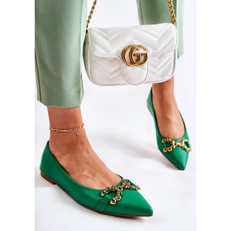 WS1 Women's Ballerinas In Spitz With Green Carlos Decoration 2