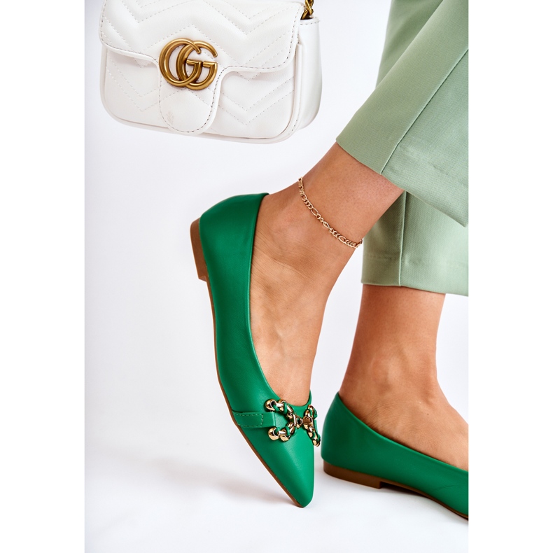 WS1 Women's Ballerinas In Spitz With Green Carlos Decoration 1