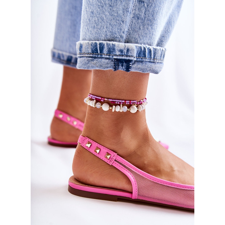 WS1 Women's Ballerinas With Studs Pink Kinley 2