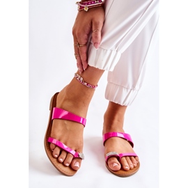 WS1 Women's Lacquered Flip-flops Fuchsia Jimena pink 2