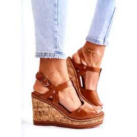 PG1 Classic leather sandals on a brown Valorin wedge 2