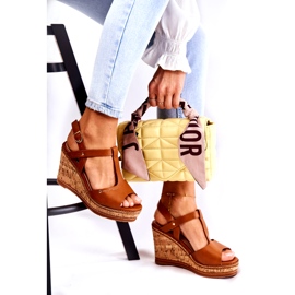 PG1 Classic leather sandals on a brown Valorin wedge 4