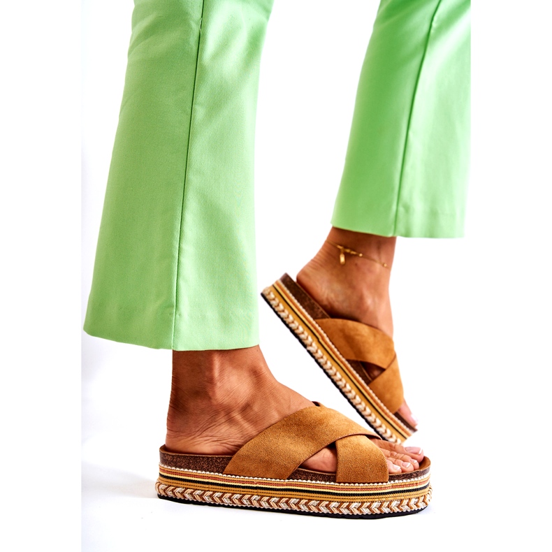 PG1 Women's Suede Slippers On The Camel Jossie Platform brown 3