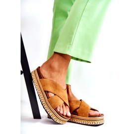 PG1 Women's Suede Slippers On The Camel Jossie Platform brown 1