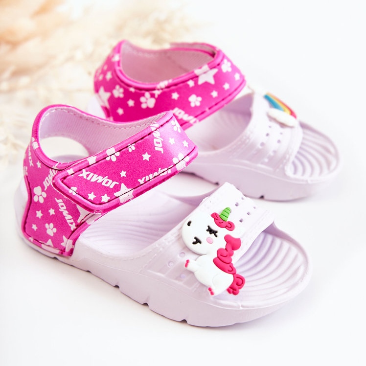 WJ1 Light children's sandals with white and pink trusty decorations 1 WJ1 Light children's sandals with white and pink trusty decorations 1