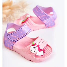 WJ1 Children's light sandals with decorations of pink and purple trusty 2
