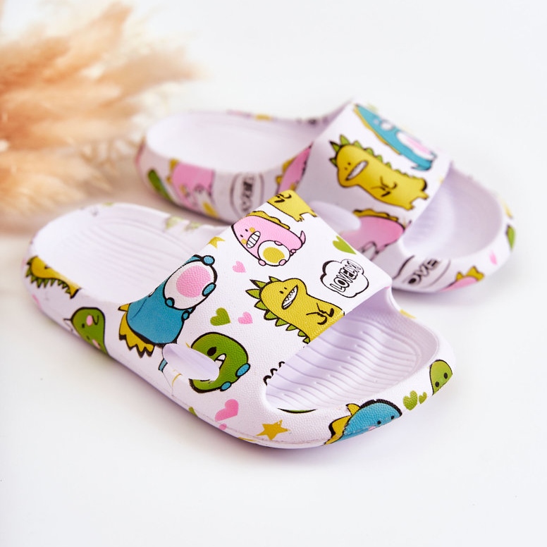 WJ1 Light Children's White Astro Dinosaurs Slippers 1
