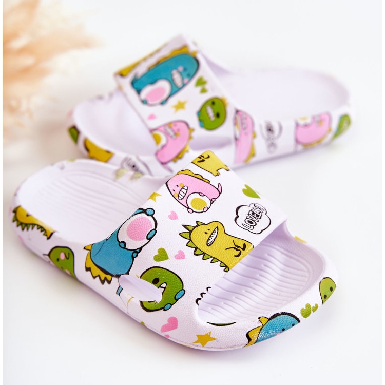 WJ1 Light Children's White Astro Dinosaurs Slippers 2