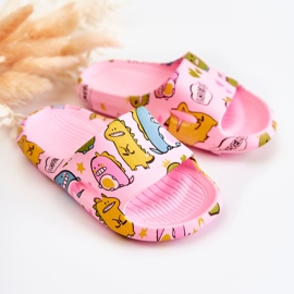WJ1 Light Children's Pink Astro Dinosaur Slippers 1