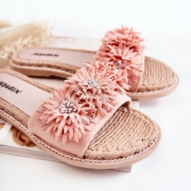 WJ1 Women's Slippers With Fabric Flowers Pink Susana 2