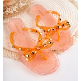 Women's Rubber Flip Flops Orange Monise 2