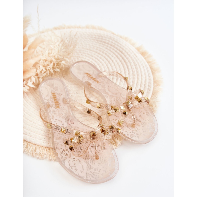 WJ1 Women's Nude Monise Rubber Flip Flops beige 1