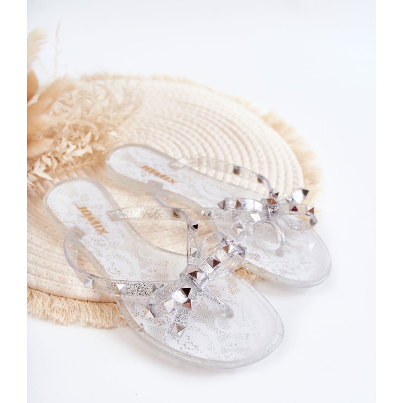 WJ1 Women's Rubber Flip Flops Transparent Monise colorless 2