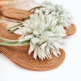 Women's flip-flops with green fabric ornament Eviana 2