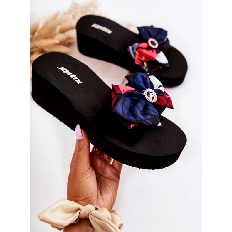 WJ1 Women's Black Silana Foam Wedge Slippers multicolored 1