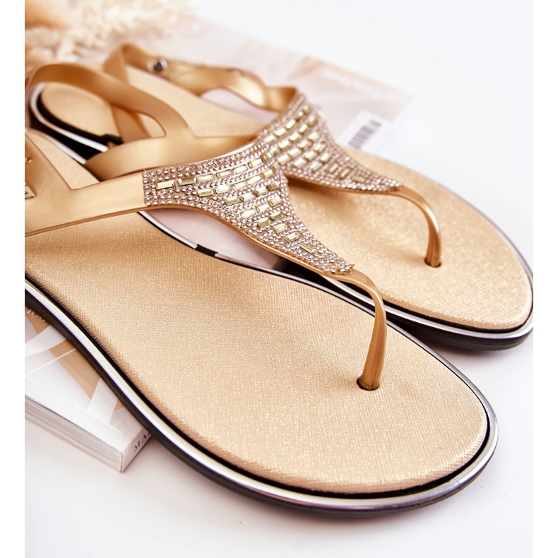 WJ1 Women's Sandals Flip-Flops With Golden Atlanta Ornaments 2