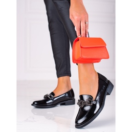 SHELOVET Patent women's loafers black 2
