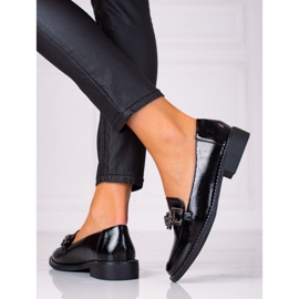 SHELOVET Patent women's loafers black 1