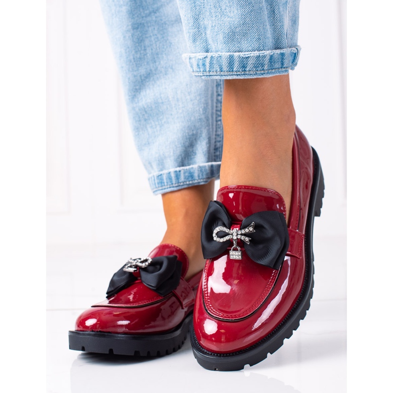 SHELOVET Loafers With A Bow red 1