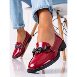 SHELOVET Patent women's loafers red 2