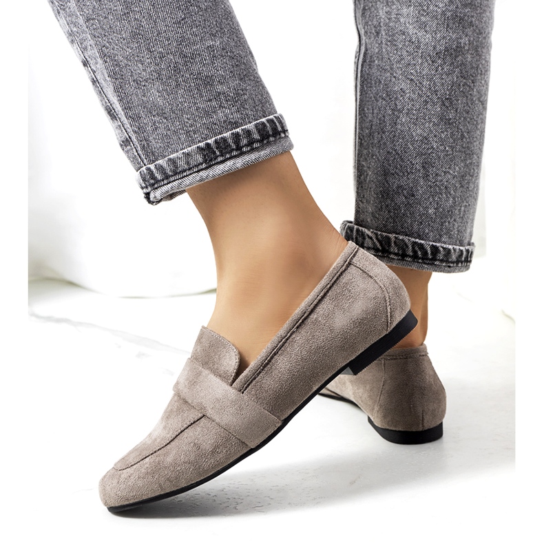 Women's moccasins in gray leather insert grey 1