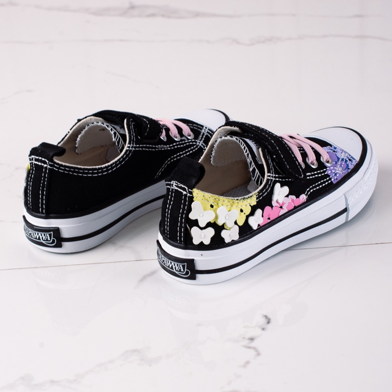 Shelovet low children's sneakers with black flowers multicolored 1 Shelovet low children's sneakers with black flowers multicolored 1