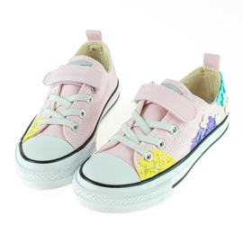 Shelovet low children's sneakers with pink flowers multicolored 2