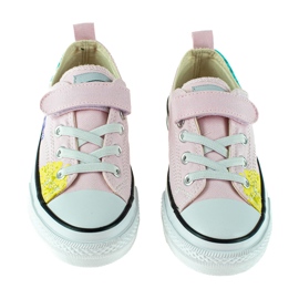 Shelovet low children's sneakers with pink flowers multicolored 1