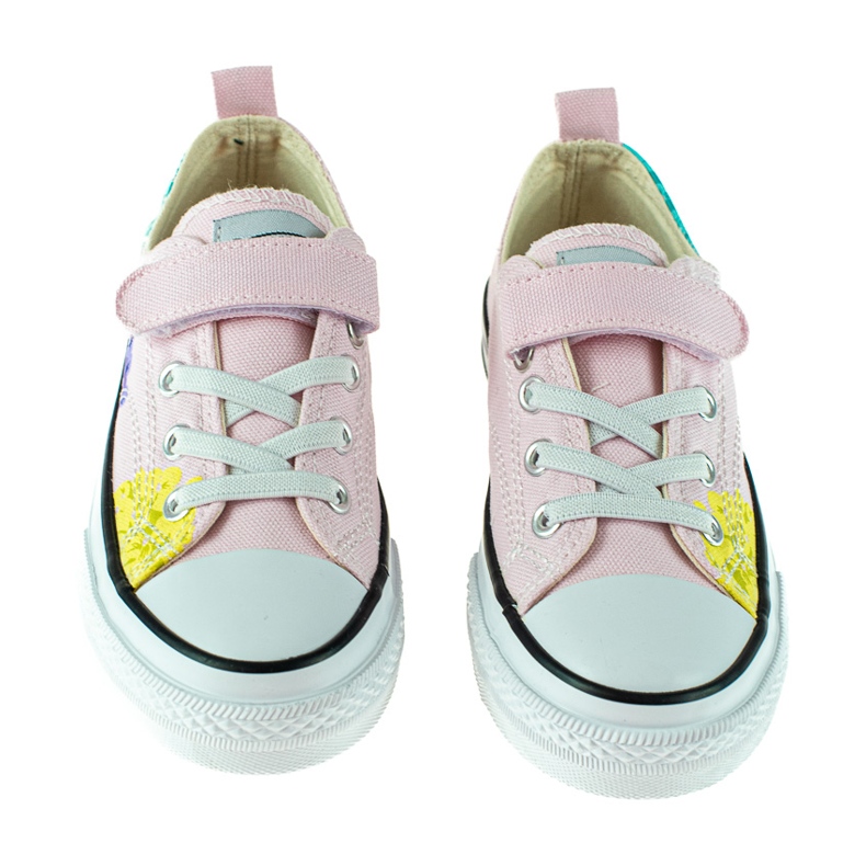 Shelovet low children's sneakers with pink flowers multicolored 1
