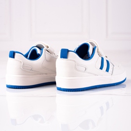 Shelovet children's sneakers made of ecological leather in white and blue 2