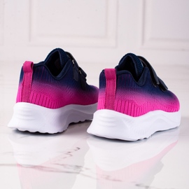Children's Shelovet two-color Velcro sports shoes navy blue pink 1