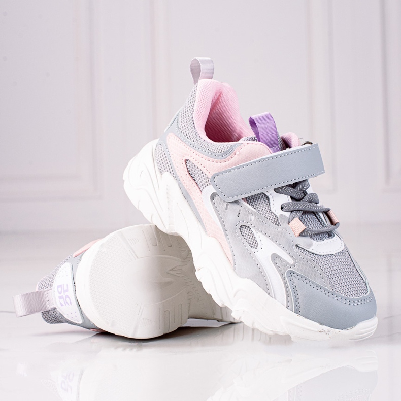 Shelovet children's sneakers on a thick sole, light gray pink grey 1 Shelovet children's sneakers on a thick sole, light gray pink grey 1