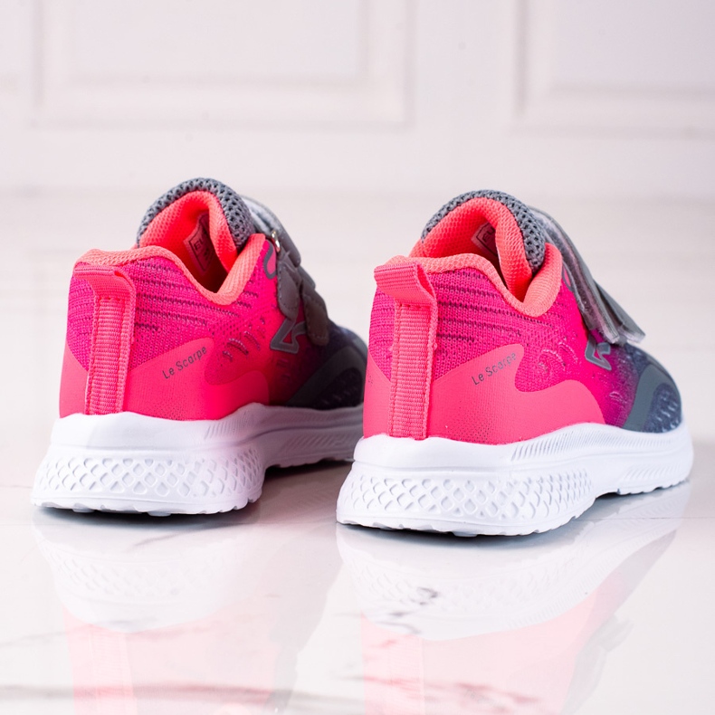 Shelovet children's sports shoes with velcro closure pink and gray grey 1