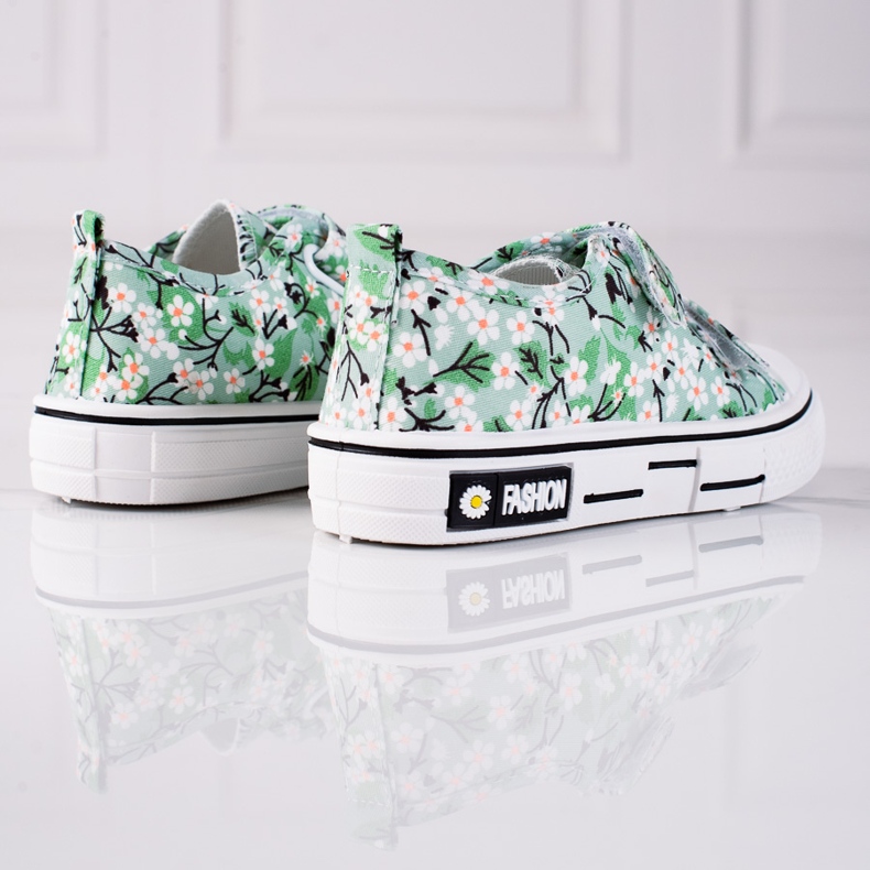 Shelovet children's sneakers with green flowers ['white', 'green', 'yellow'] 1