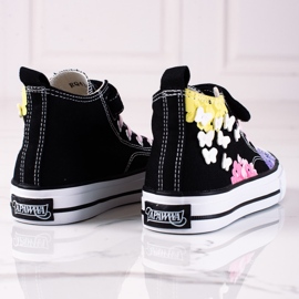 High Shelovet children's sneakers black with flowers multicolored 1