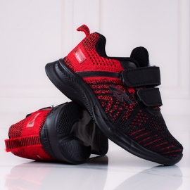 Shelovet boys sneakers red and black material 1