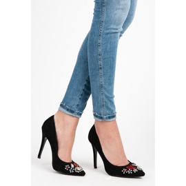 Weide Suede heels with crystals black 2