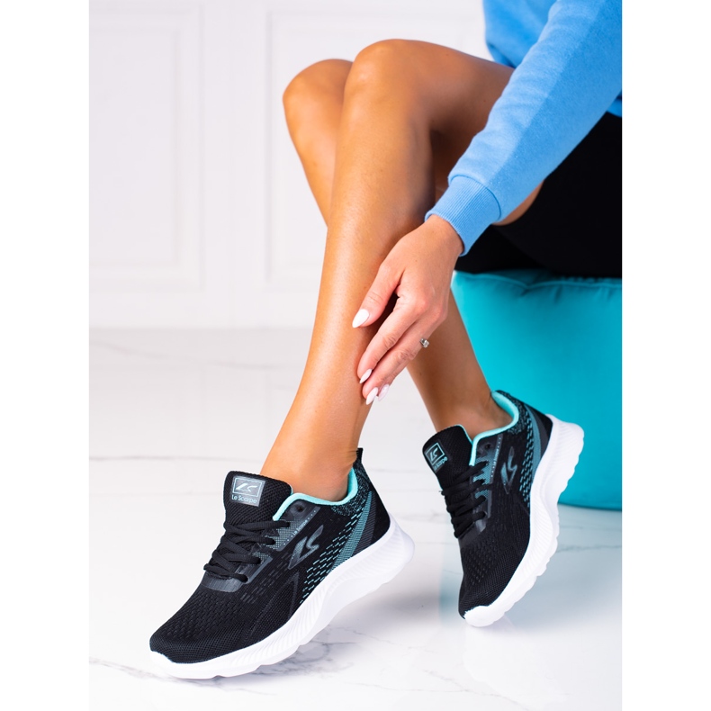 Shelovet black lace-up sports shoes with a white sole 2