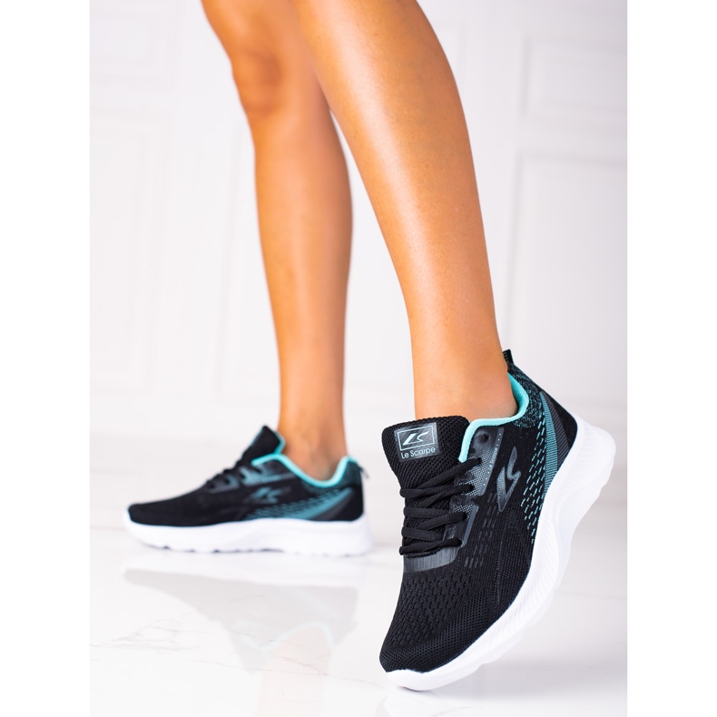 Shelovet black lace-up sports shoes with a white sole 1
