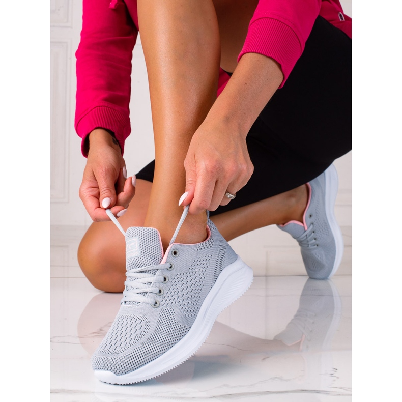 Women's light gray SHELOVET sports shoes with lacing grey 1