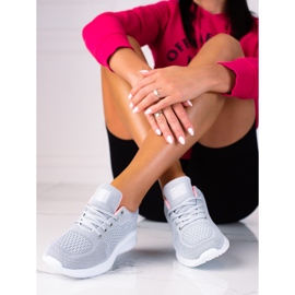 Women's light gray SHELOVET sports shoes with lacing grey 2