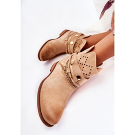 WS1 Suede Booties On A Hidden Wedge Beige Verine 1