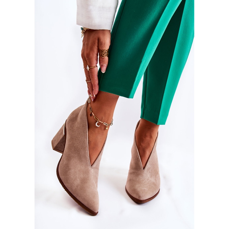 Leather Boots On High Heel Laura Messi Light beige 2344 1