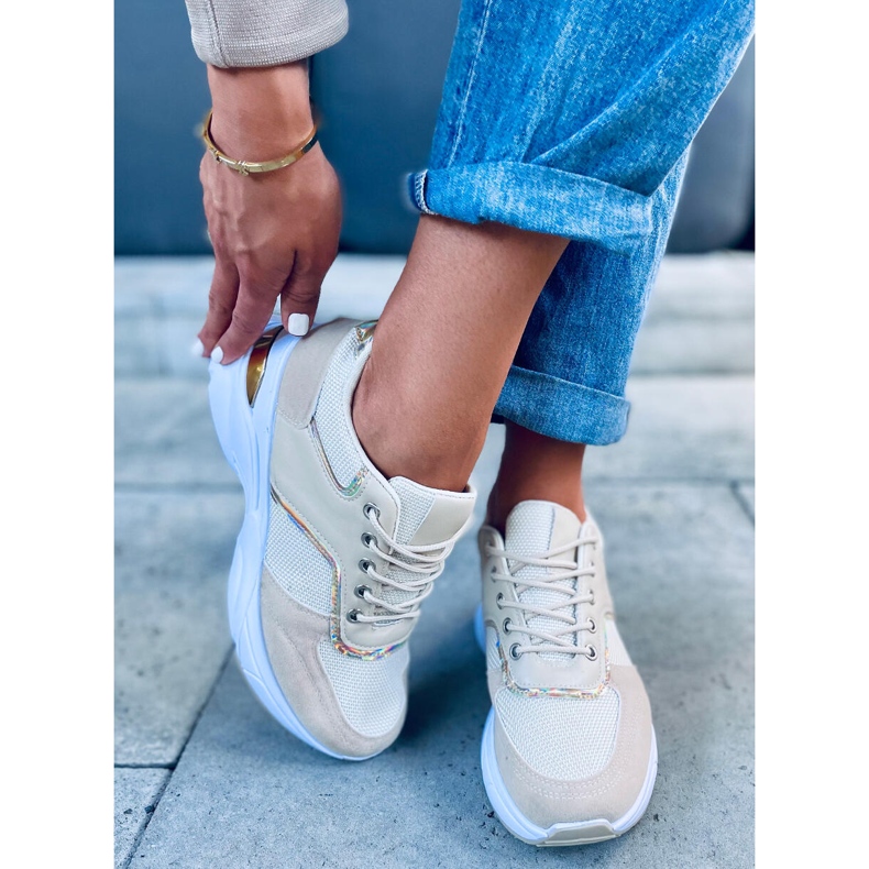 Sports shoes on a hidden Toni Beige wedge heel 1