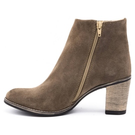Olivier Women's leather boots insulated with earth-brown high heels 4
