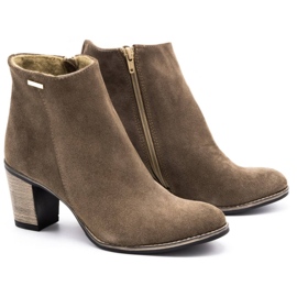 Olivier Women's leather boots insulated with earth-brown high heels 5