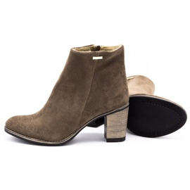 Olivier Women's leather boots insulated with earth-brown high heels 6