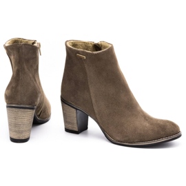 Olivier Women's leather boots insulated with earth-brown high heels 7