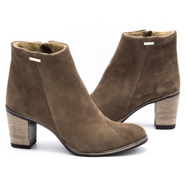 Olivier Women's leather boots insulated with earth-brown high heels 8
